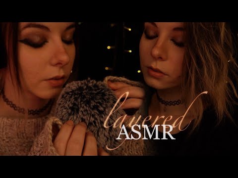 layered ASMR | close up Unintelligible Whispering, Mouth Sounds & Soft Brushing