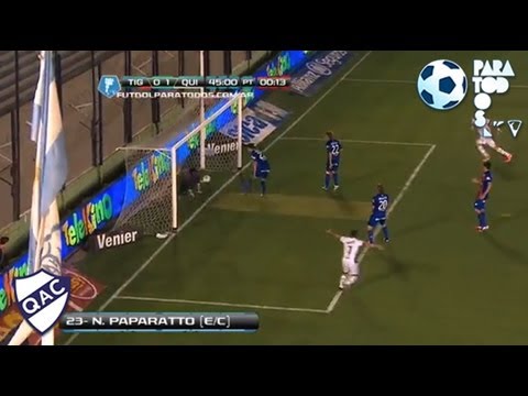 Gol de Paparatto e/c. Tigre 0 Quilmes 1. Fecha 5. Torneo Inicial 2013.