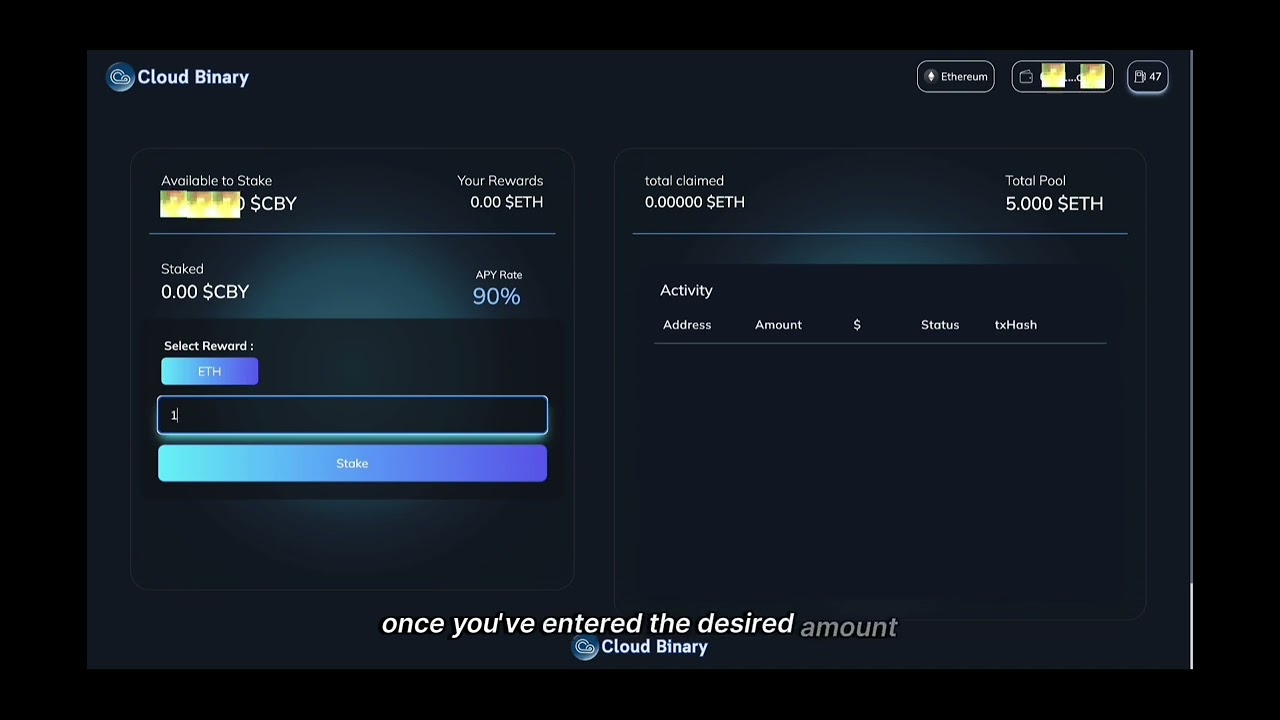 STAKING TUTORIAL: HOW TO STAKE $CBY TO EARN $ETH ON CLOUD BINARY STAKING PLATFORM