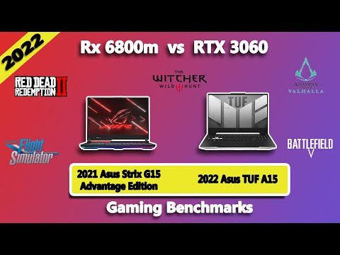 RTX 3060 vs RX 6800M Gaming Benchmark (2022) | Asus Strix G15 Advantage Edition vs Asus TUF A15