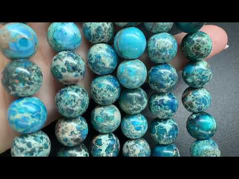 Імператорська яшма 10мм лазурна, кругла 