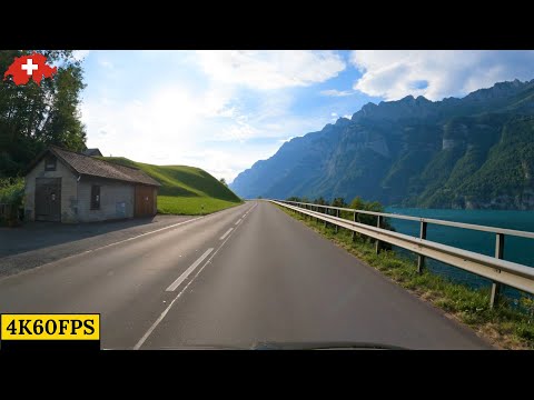 Driving in Switzerland - Walenstadt To Näfels - Walensee - 4K60 Road Trip