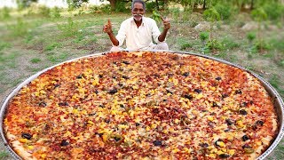 Biggest Vegan Pizza Recipe By Our Grandpa | Veg Pizza Recipe with out oven