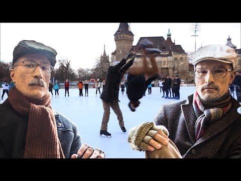 Old Man Ice Skating Prank PART 2 / Backflip on ice / Acroice