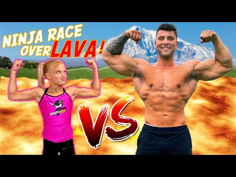 Gymnast vs Giant! The Floor is Lava Ninja Race!