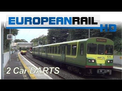 Irish Rail Two Carriage 8100 DART Trains 8115 calls & 8137 arrives at Harmonstown