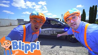 Blippi Explores a Police Car | Blippi | Funny Cartoons &amp; Songs for Kids | Moonbug Kids