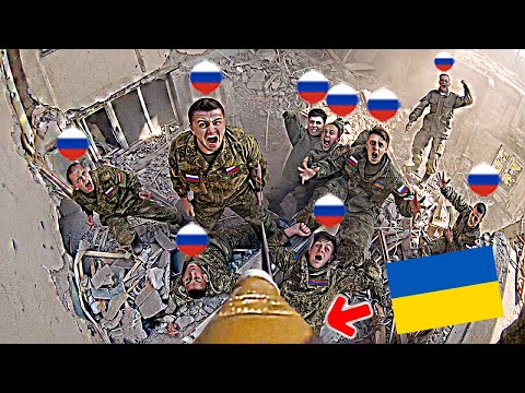 Ukrainian Azov FPV Surprises Russian Soldiers in a Destroyed Building!