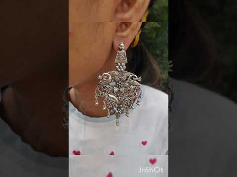 Stylish Traditional Design Oxidized Afghani Flower Pot Designer Partywear Dangler Earring