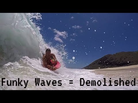 Funky Shore Break 1/2 Water 1/2 Sand Waves-----Demolished on the Shore END CLIPS 😂
