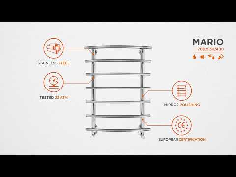 Водяной полотенцесушитель Mario Марио 1.1.0700.01.P (4820111350131, 700x530, хром/белый глянец/черный матовый)