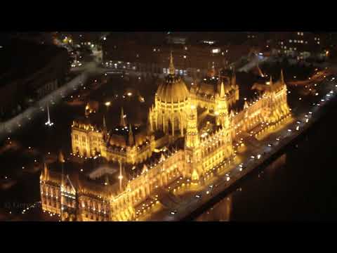 Flying over Budapest at night