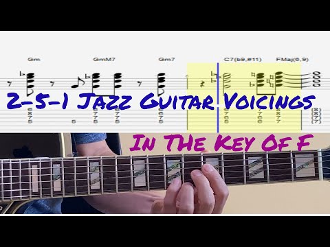 2-5-1 Jazz Guitar Chord Voicings in F