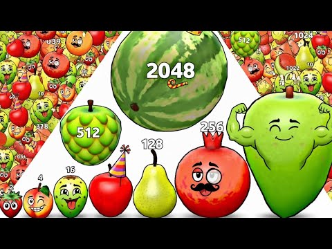  Watermelon Game 2048 - ASMR Gameplay | FRUITS RUN 3D, Level Up Merge Suika Balls 2048 Math Games 