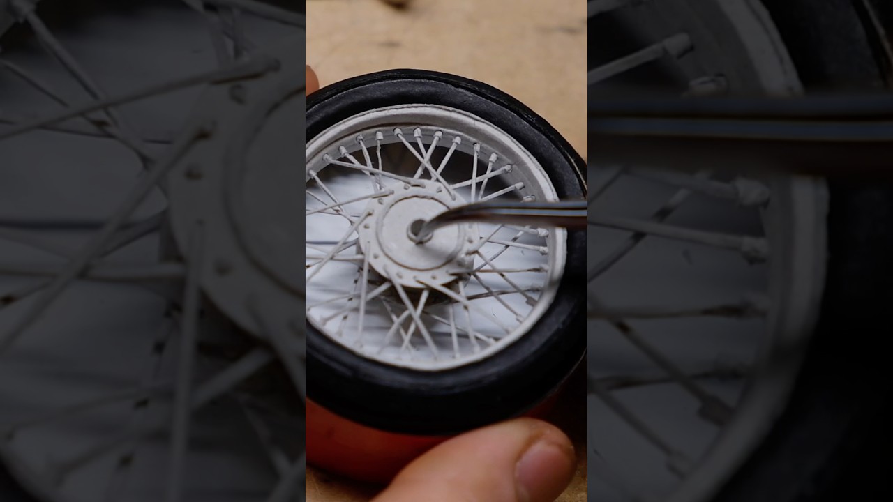 Making miniature spoke wheel for Royal Enfield bike. #automobile #art  #royalenfield #papercraft