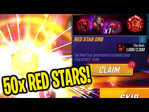 MASSIVE 50x VALKYRIE RED STAR ORBS! - Marvel Strike Force - MSF