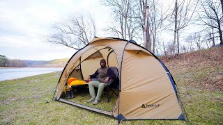 Hot Tent Camping & Fishing On The Delaware River !! | Hoverair X1 Pro max