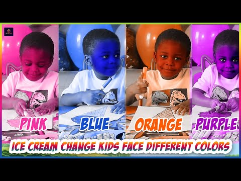 Ice cream changes kids face different colors! Melvina and Jayce learn the colors