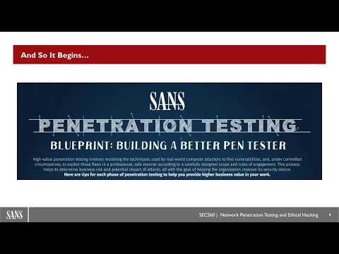 SANS Webcast: SANS Pen Test Poster – Blueprint: Building A Better Pen Tester