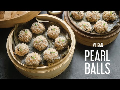 Vegan Pearl Balls, Chinese Steamed Meatballs coated in Sticky Rice 珍珠丸子