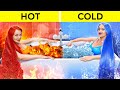 EXTREME HOT VS COLD CHALLENGE || Ice Queen VS Fire Girl! Adopted Elements by 123GO! CHALLENGE