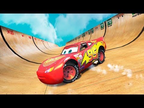 GTA 4 Lightning McQueen Mega Ramp Crash Testing #2