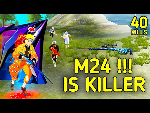 SOLO VS SQUAD || M24 SNIPER POWER🔥 !!! FIRST EVER GAMEPLAY WITH M24 SNIPER💀 || 90% HEADSHOT INTEL I5