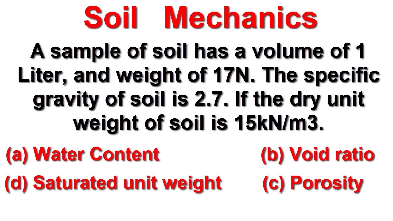 Soil Mechanics || Water content, Void, Porosity, Dry unit weight