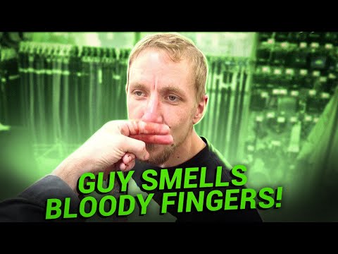 Guy Smells Bloody Fingers In Walmart!