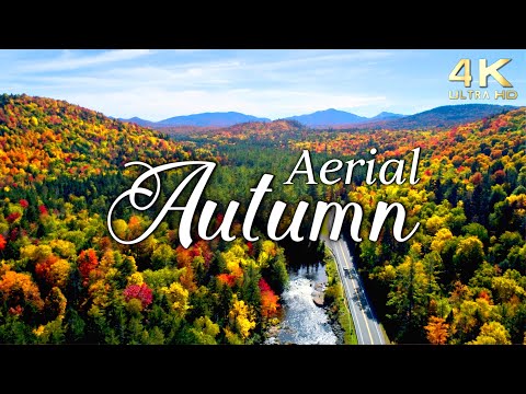 Aerial Autumn Around the World - Beautiful Peak Fall Foliage Drone Footage with Relaxing Music