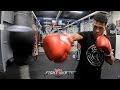 DAVID BENAVIDEZ PRACTICING FAST 6 PUNCH COMBINATIONS ON THE DOUBLE ENG BAG