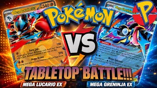 Mega Greninja ex vs Mega Lucario ex: Pokemon Tabletop Battle with Chaos Rising