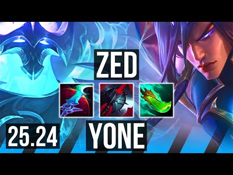 ZED vs YONE (MID) | Good KDA: 15/1/6 | KR Master | 25.24
