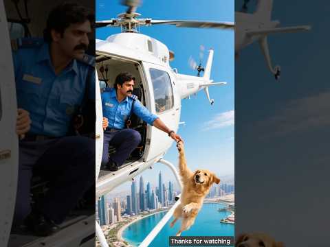 Dog rescues helicopter driver before helicopter crashes 😭 #ai #dog #save #helicopter
