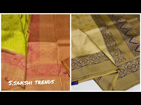 EXCLUSIVE BANARASI SILK BROACDE SAREES With most Beautiful combination- KANCHEEPURAMS inspired motif