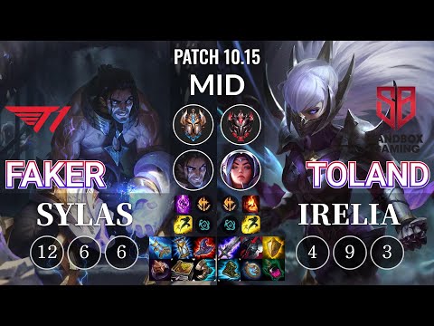 T1 Faker Sylas vs SB TolanD Irelia Mid - KR Patch 10.15