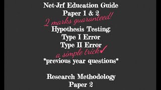 Download lagu Type 1 Error & Type 2 Error | Hypothesis Testing | Research Methodology Paper-2 mp3