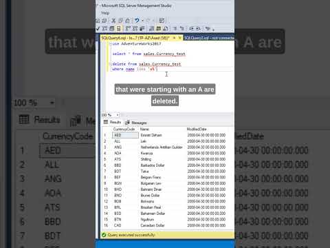 Deleting Rows In Table Sql Tutorial