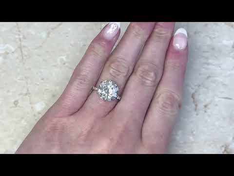 6.00ct Old European Cut Diamond Solitaire Engagement Ring - Crestview Ring - Hand Video