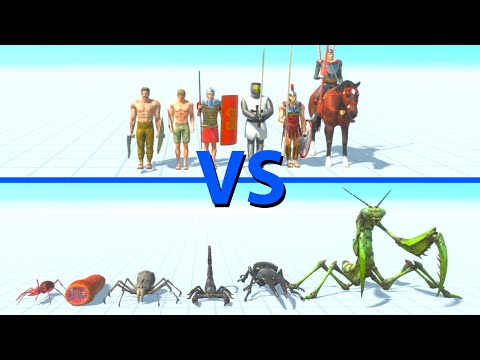 ANCIENT HUMANS Team vs GIANT INVERTEBRATES Team - Animal Revolt Battle Simulator ARBS