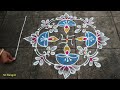 Easy Diwali Rangoli 2023 | 7x3 dots Deepavali muggulu | Diwali Special Border Rangoli | Diwali Kolam