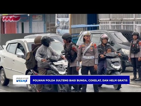 POLWAN POLDA SULTENG BAGI BUNGA, COKELAT, DAN HELM GRATIS