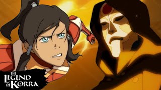 Korra vs Amon & The Equalists at the Pro-Bendi