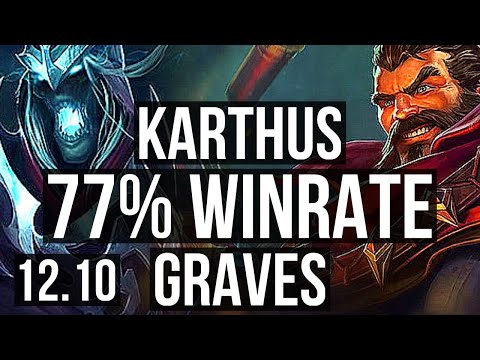 KARTHUS vs GRAVES (JNG) | 77% winrate, 12/1/8, Legendary | KR Master | 12.10