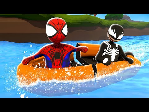 SINKING Raft Survival on New Hike Level - Human Fall Flat
