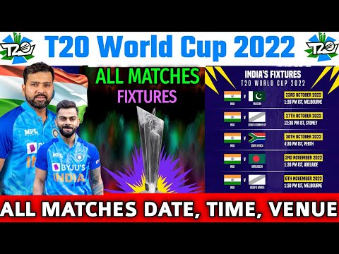 ICC T20 WORLD CUP 2022 | Team India All Matches Full Schedule | India All Matches Fixtures 2022