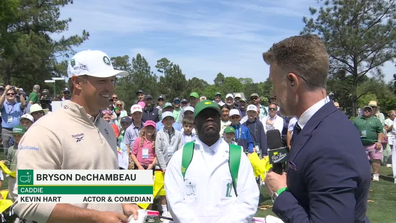 Bryson DeChambeau has KEVIN HART as his caddie at the Masters Par 3 Contest 🤣 | The Masters