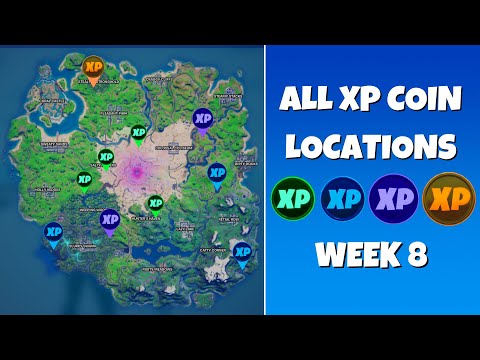 All 10 XP Coins Locations in Fortnite Season 5 Chapter 2 Week 8! (Green, Blue, Purple, and Gold)