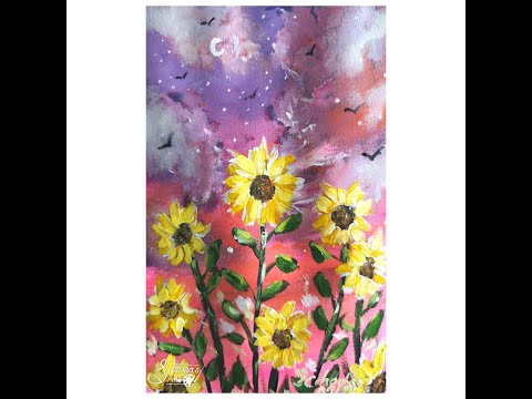 Acrylic painting of Sunflowers🌻🎨 #shorts #shortsvideo #viralshorts #trending #art #artvideo #artist