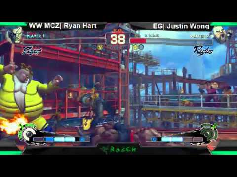 SS2K12 AE2012: Ryan Hart (Sagat) vs Justin Wong (Rufus) - Day 1 (Winners Pool Match)